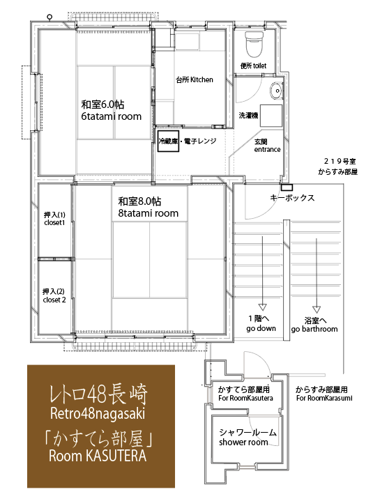 220号室 かすてら部屋の間取り図