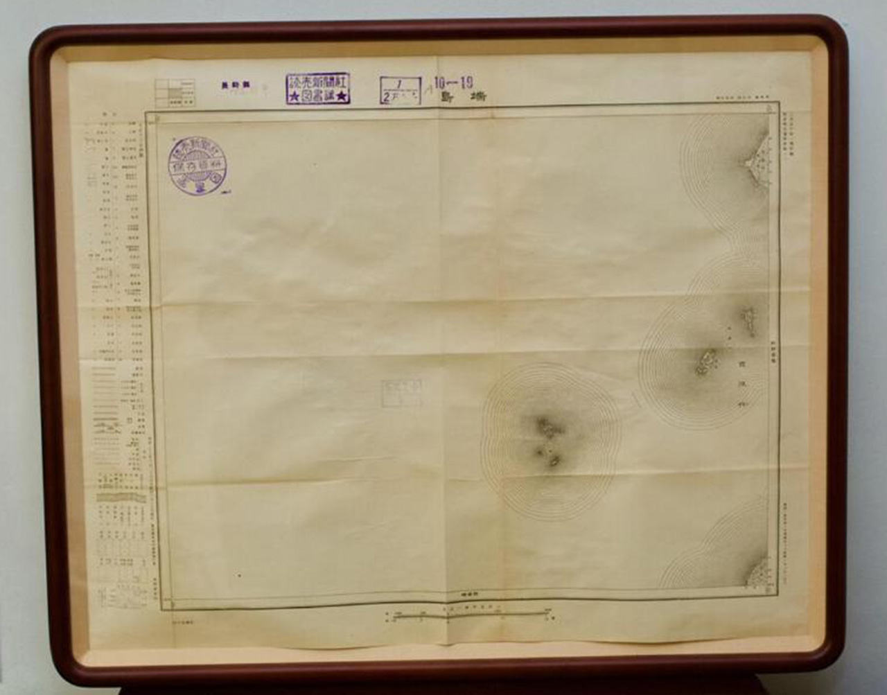 220号室に飾られた大正時代の国土地理院地形図